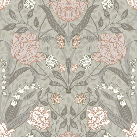 Manhattan Comfort Lincoln Filippa Grey Tulip 33 ft L X 209 in W Wallpaper BR4080-44105